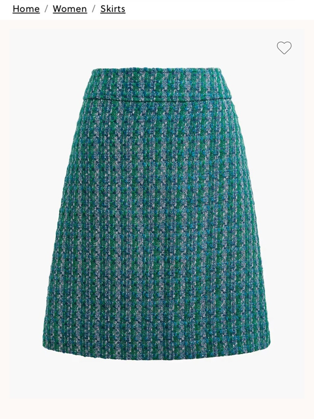 J. Crew Factory Teal and Blue Tweed A-Line Skirt